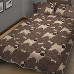 Geometric Pug Pattern Print Quilt Bed Set