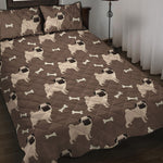 Geometric Pug Pattern Print Quilt Bed Set