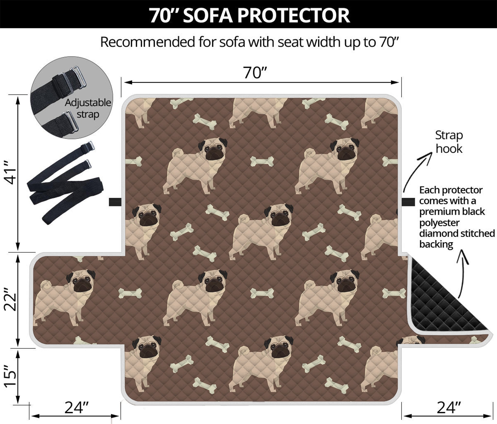 Geometric Pug Pattern Print Sofa Protector