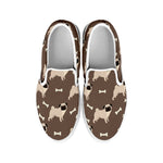 Geometric Pug Pattern Print White Slip On Shoes
