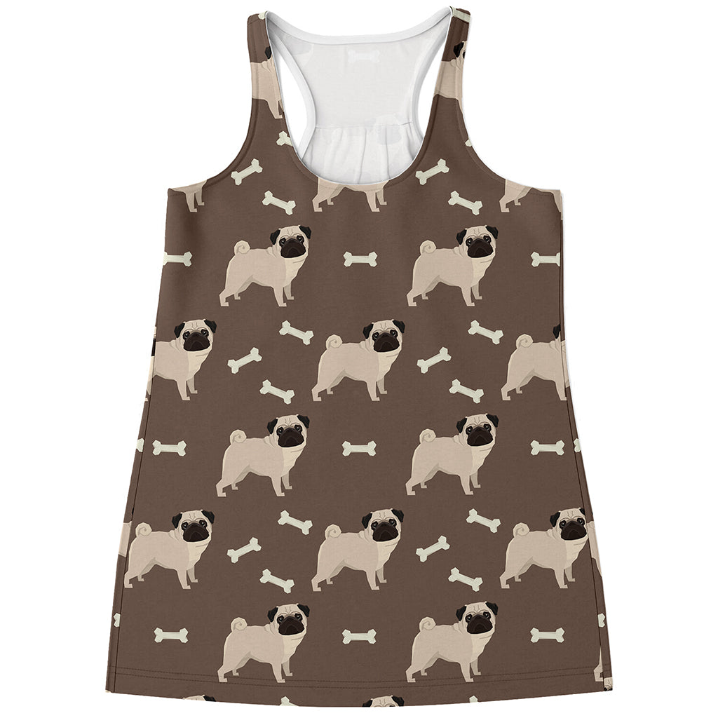 Geometric Pug Pattern Print Women's Racerback Tank Top