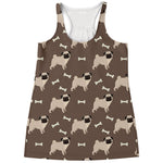 Geometric Pug Pattern Print Women's Racerback Tank Top