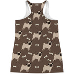 Geometric Pug Pattern Print Women's Racerback Tank Top