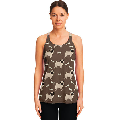 Geometric Pug Pattern Print Women's Racerback Tank Top
