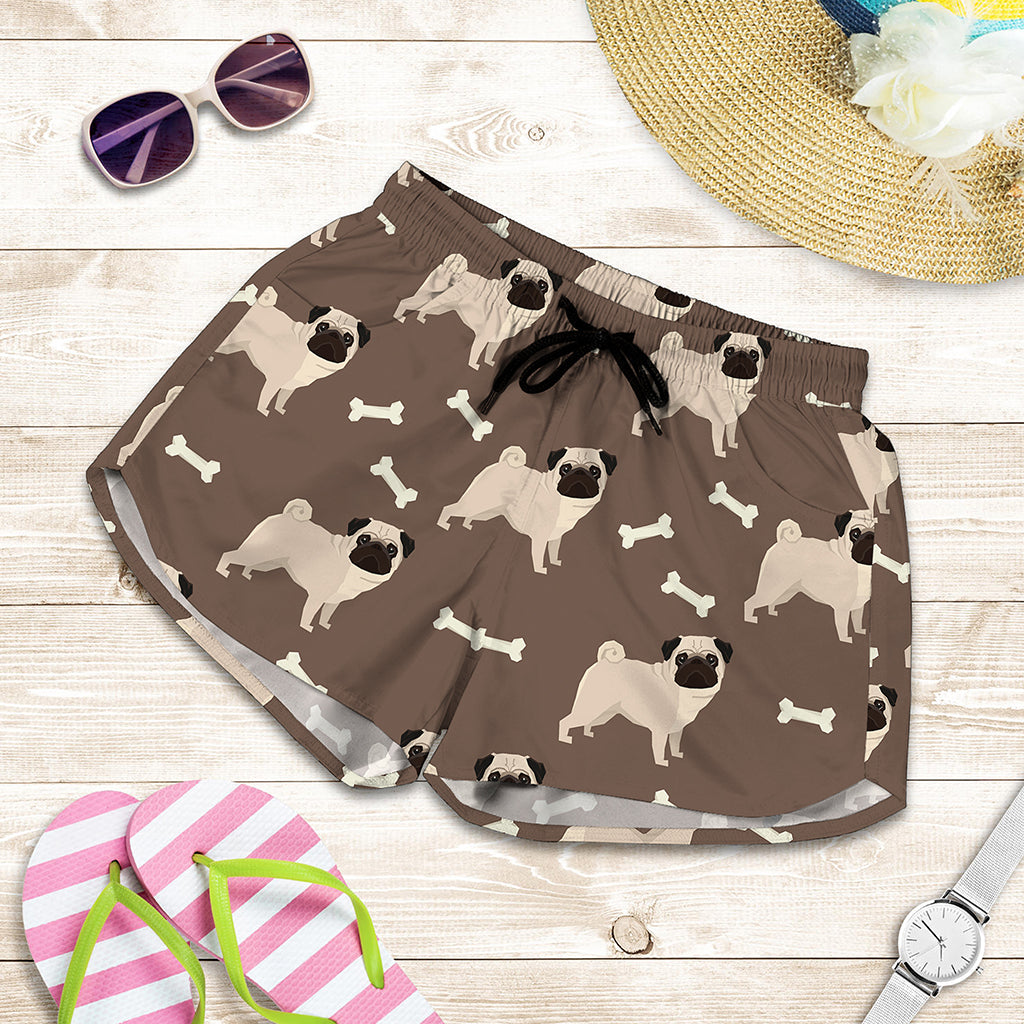 Geometric Pug Pattern Print Women's Shorts