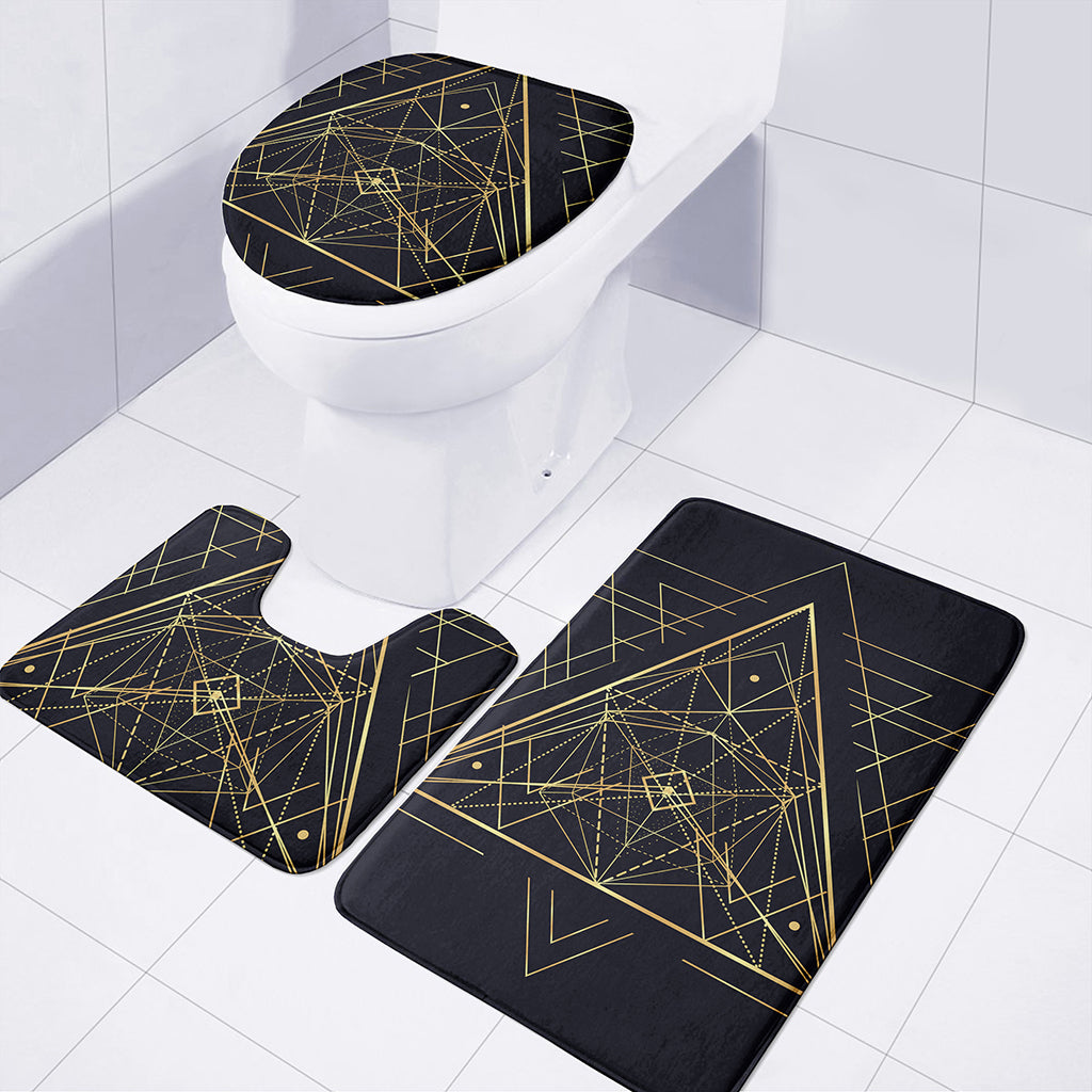 Geometric Pyramid Print 3 Piece Bath Mat Set