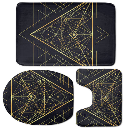 Geometric Pyramid Print 3 Piece Bath Mat Set