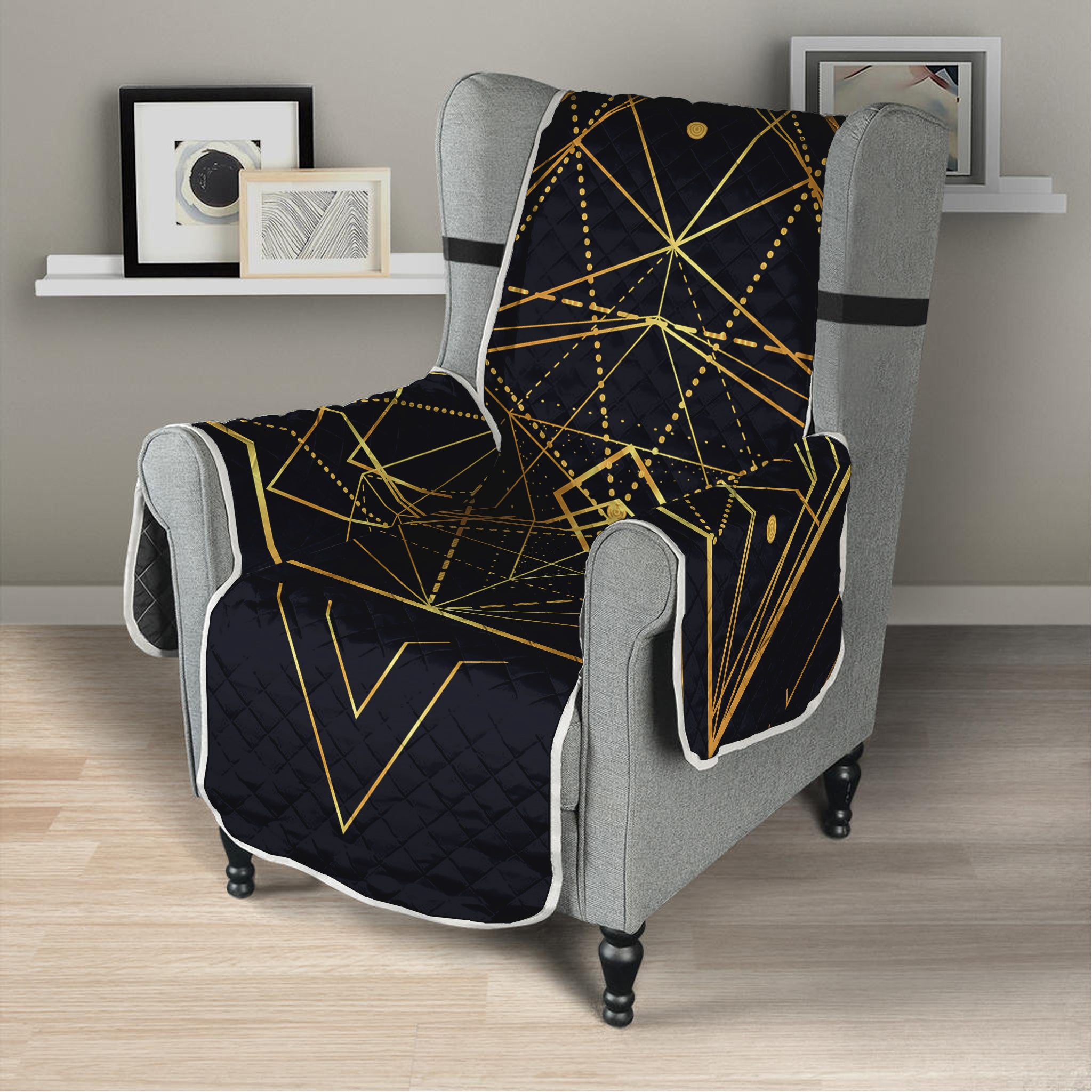 Geometric Pyramid Print Armchair Protector