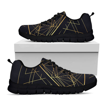 Geometric Pyramid Print Black Sneakers