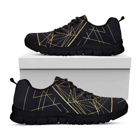 Geometric Pyramid Print Black Sneakers