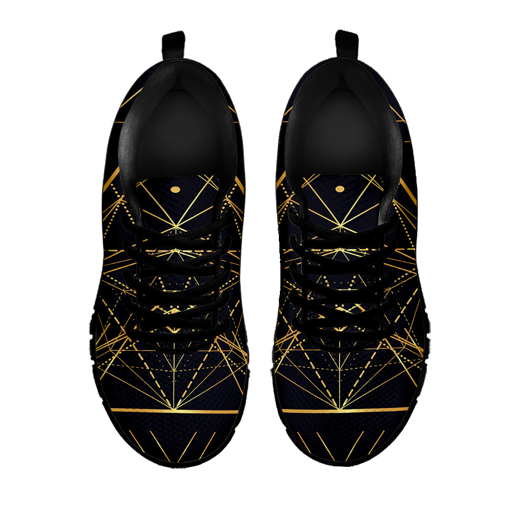 Geometric Pyramid Print Black Sneakers