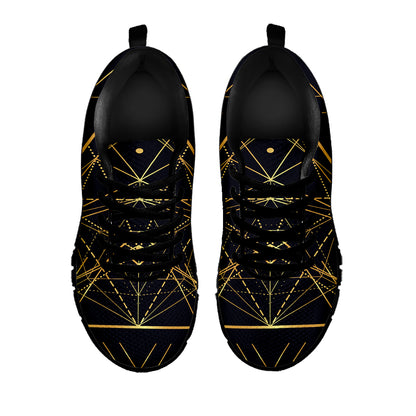 Geometric Pyramid Print Black Sneakers