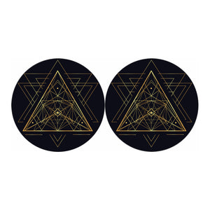 Geometric Pyramid Print Car Coasters