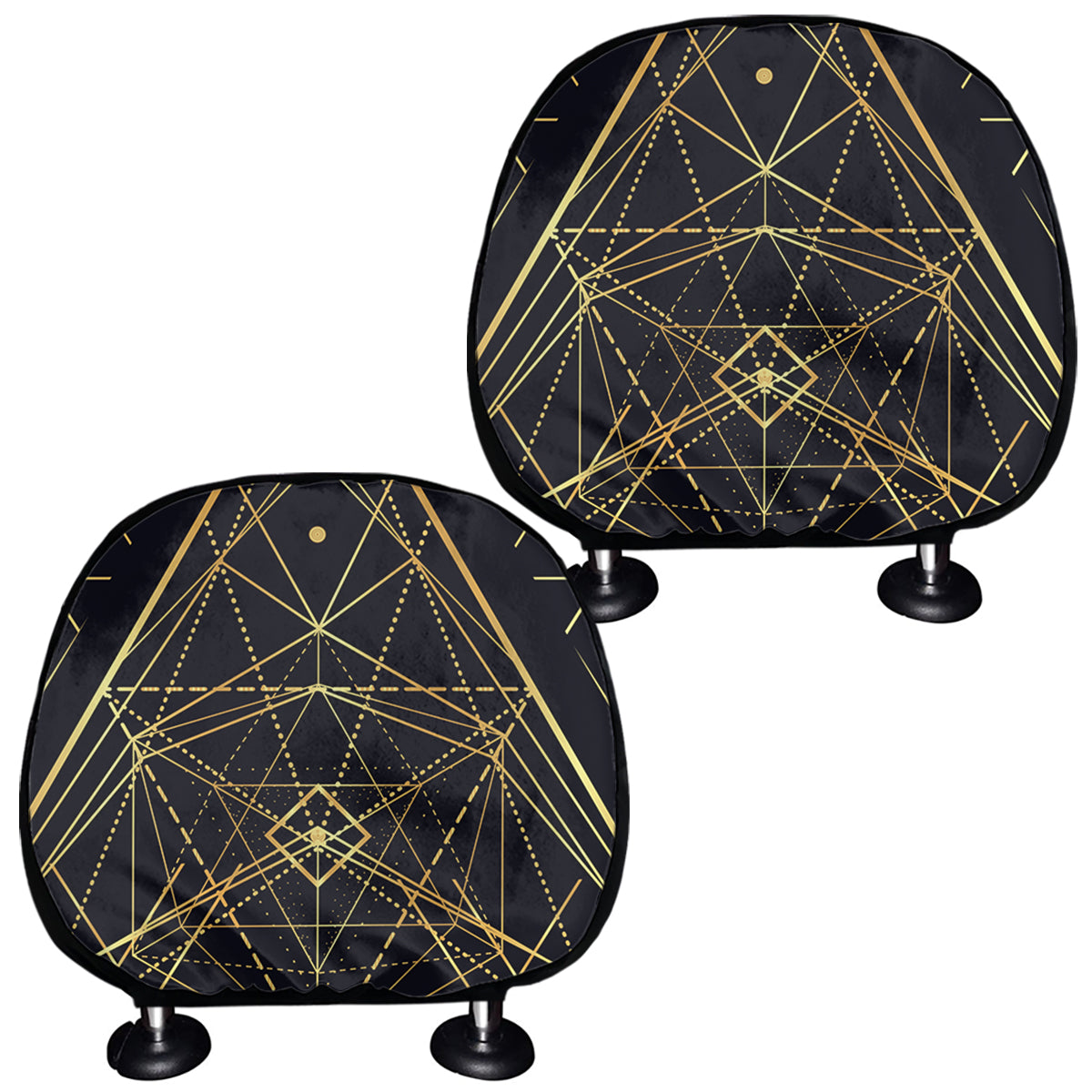 Geometric Pyramid Print Car Headrest Covers