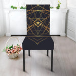 Geometric Pyramid Print Dining Chair Slipcover