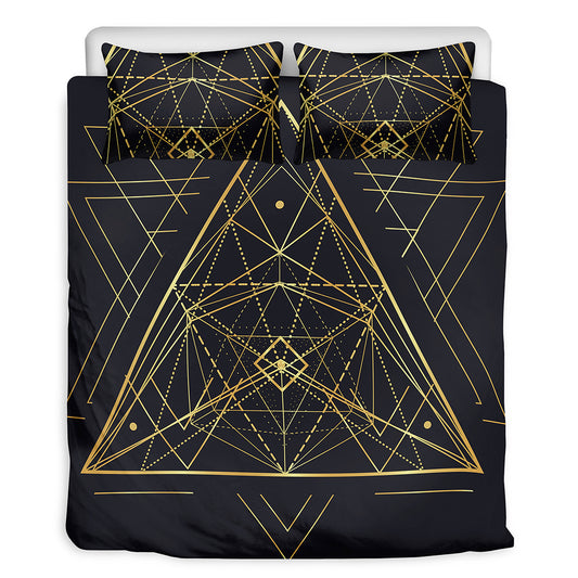 Geometric Pyramid Print Duvet Cover Bedding Set