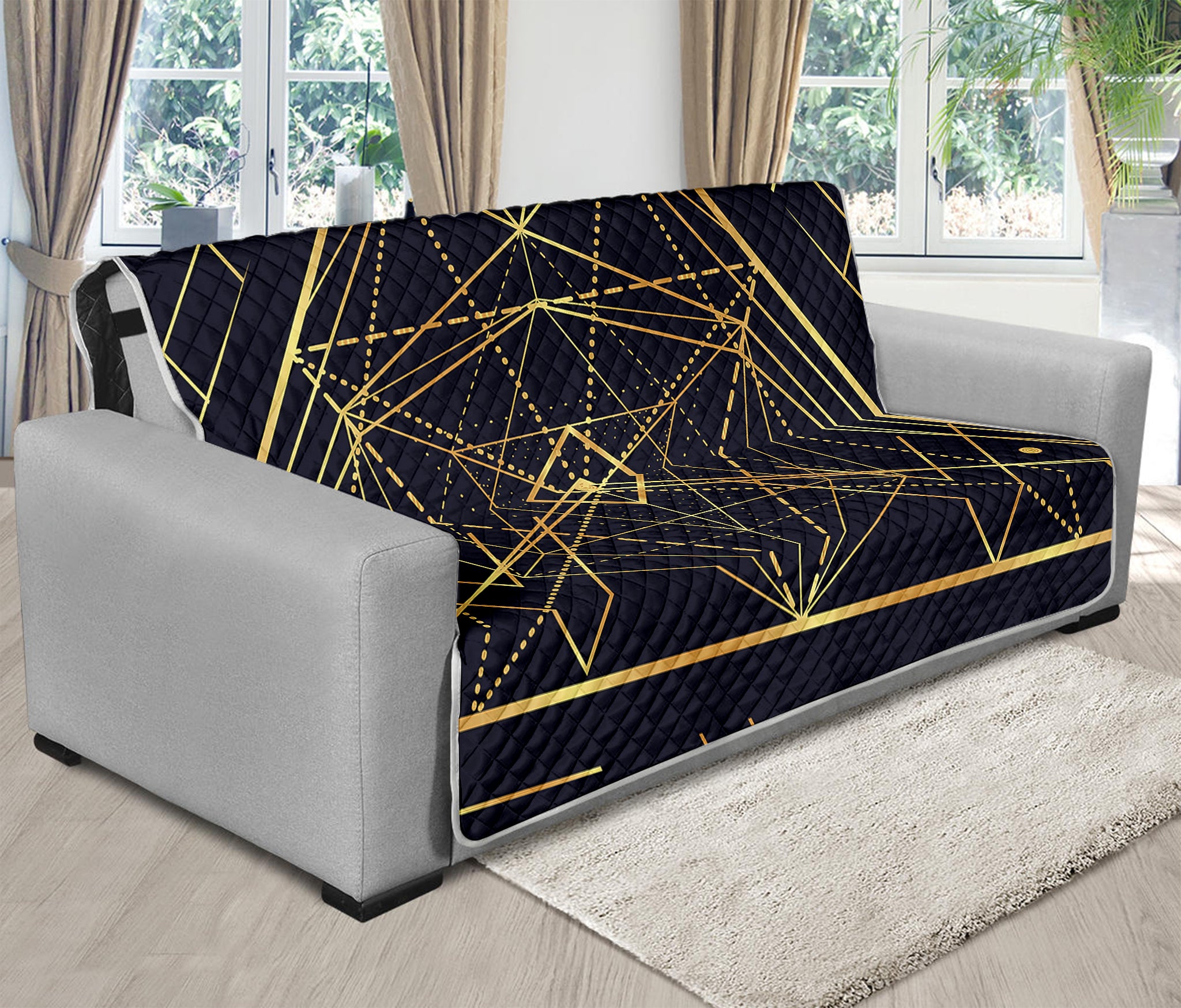 Geometric Pyramid Print Futon Protector