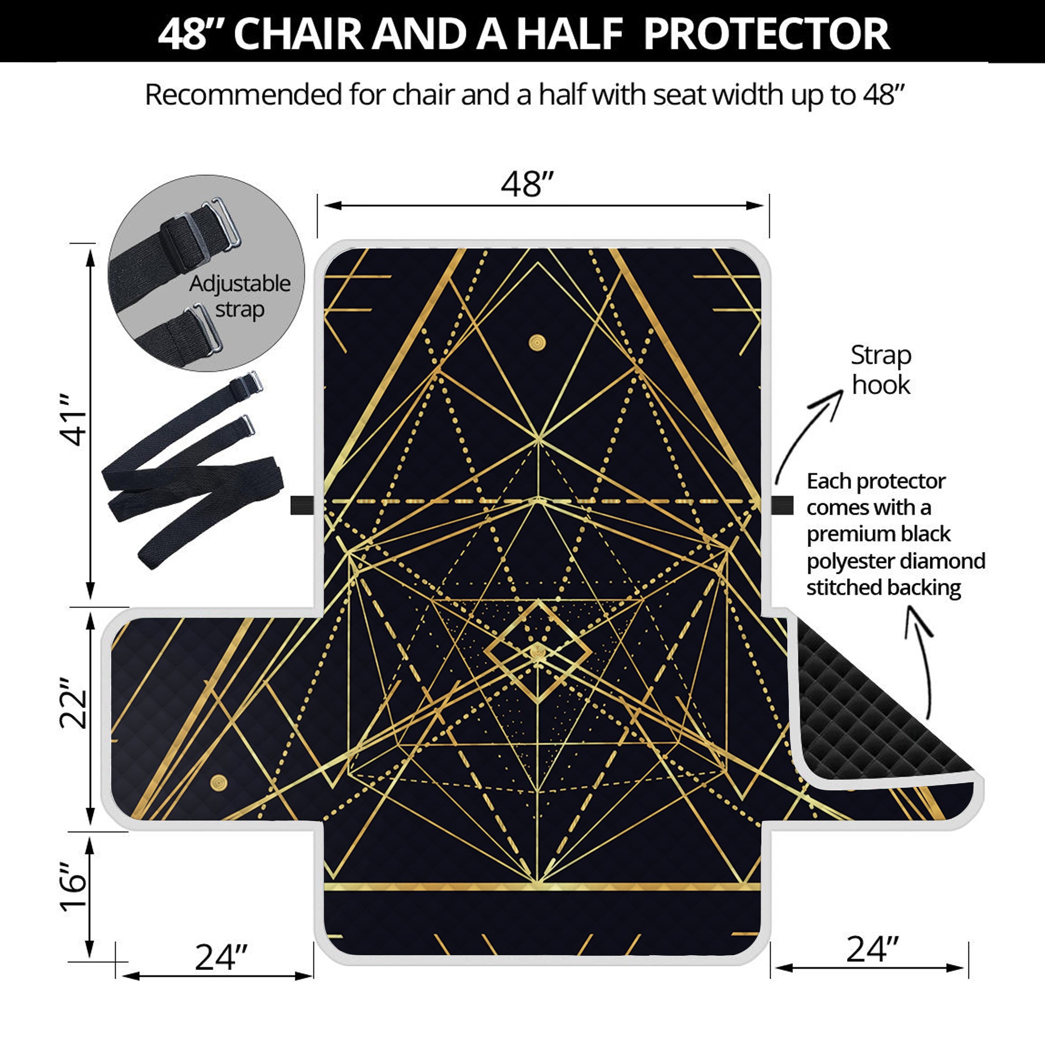 Geometric Pyramid Print Half Sofa Protector