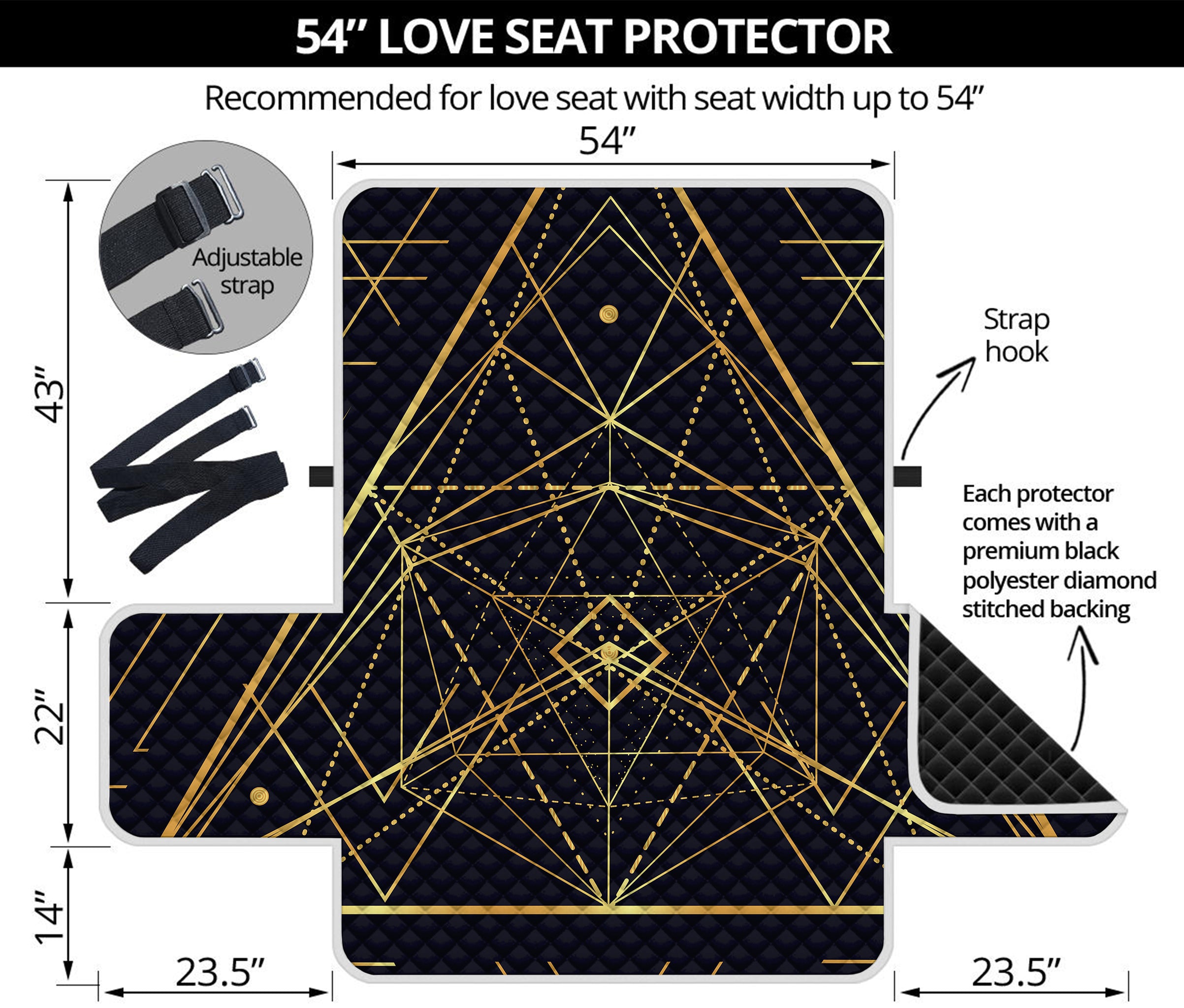 Geometric Pyramid Print Loveseat Protector