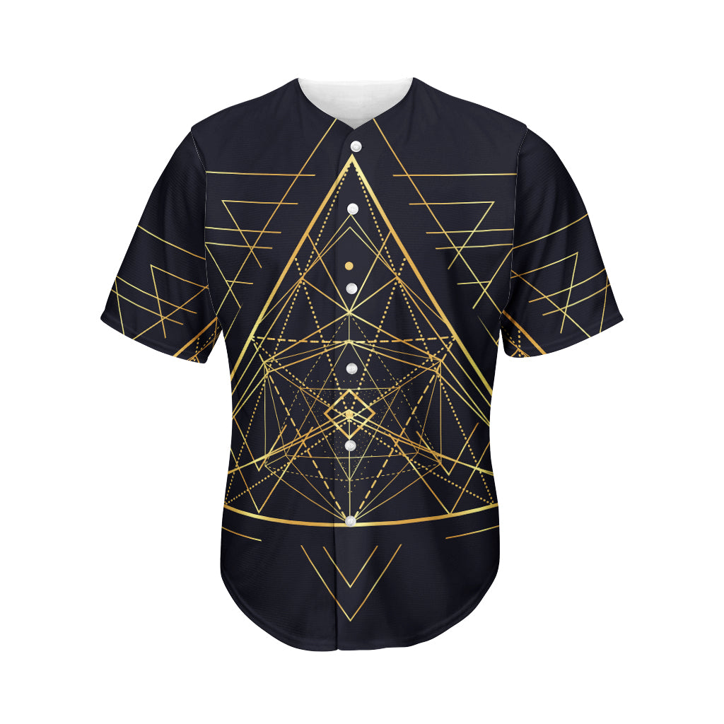 Geometric Pyramid Print Men's Baseball Jersey