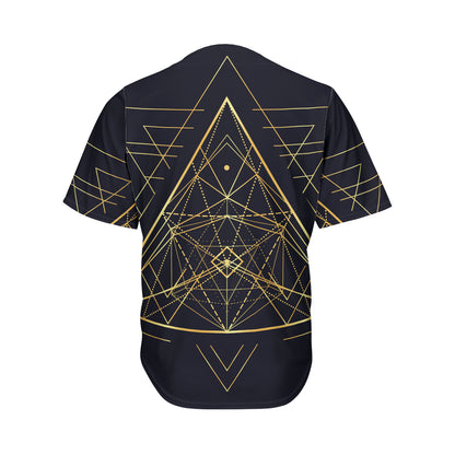 Geometric Pyramid Print Men's Baseball Jersey