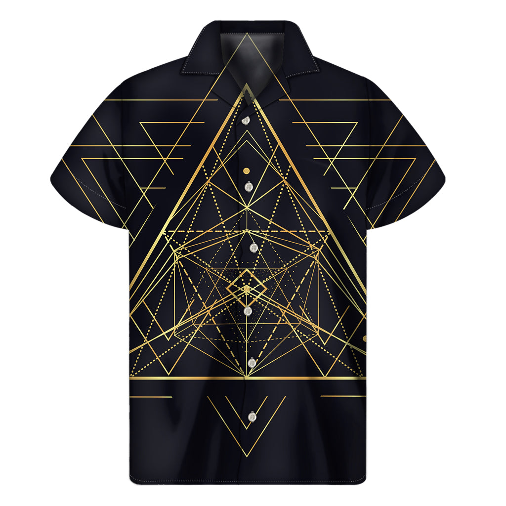 Geometric Pyramid Print Men's Short Sleeve Shirt