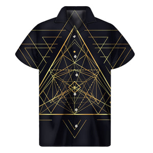 Geometric Pyramid Print Men's Short Sleeve Shirt