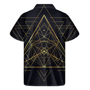 Geometric Pyramid Print Men's Short Sleeve Shirt