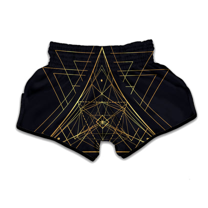 Geometric Pyramid Print Muay Thai Boxing Shorts