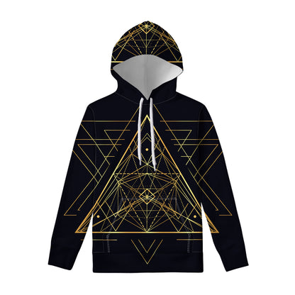 Geometric Pyramid Print Pullover Hoodie