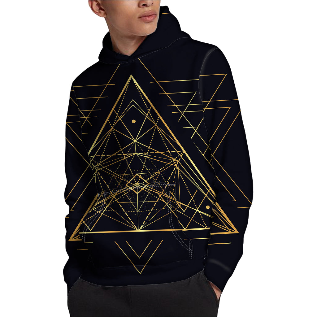 Geometric Pyramid Print Pullover Hoodie