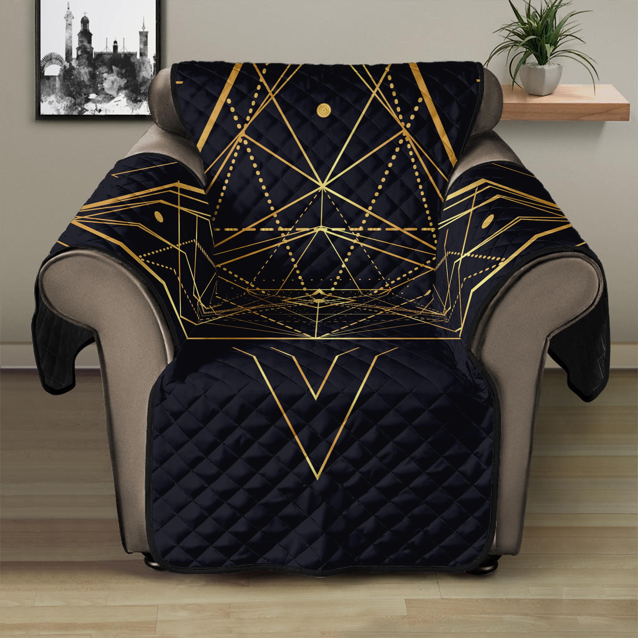 Geometric Pyramid Print Recliner Protector