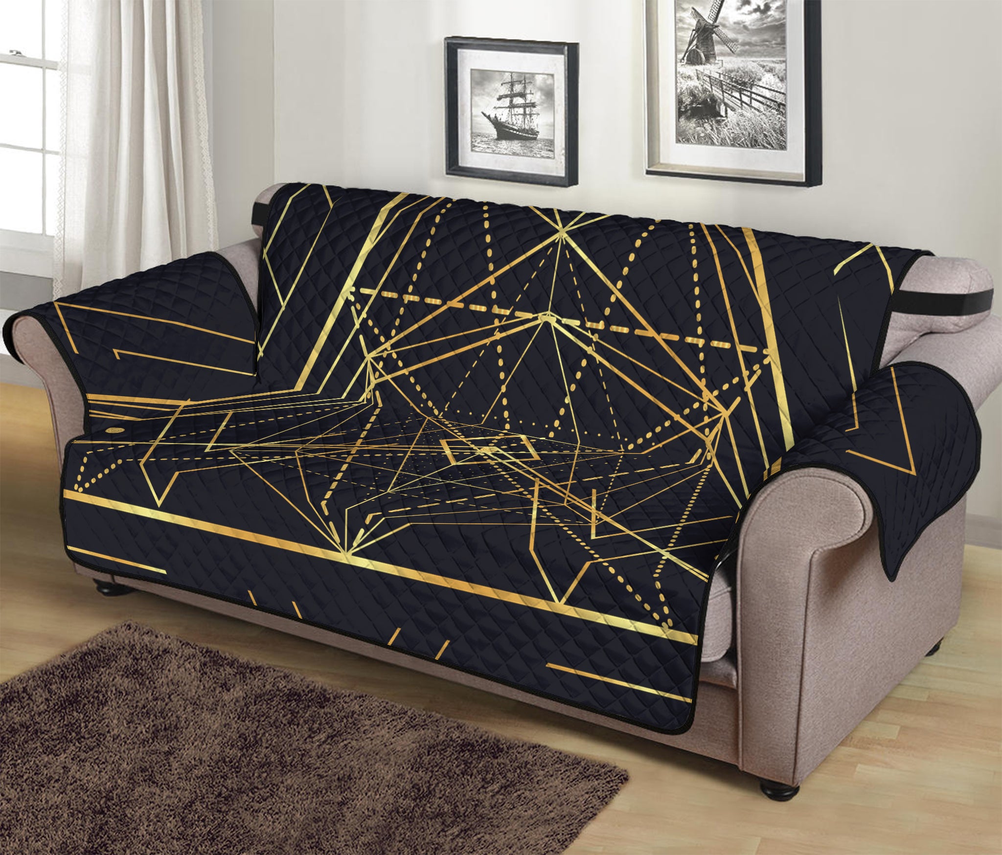 Geometric Pyramid Print Sofa Protector