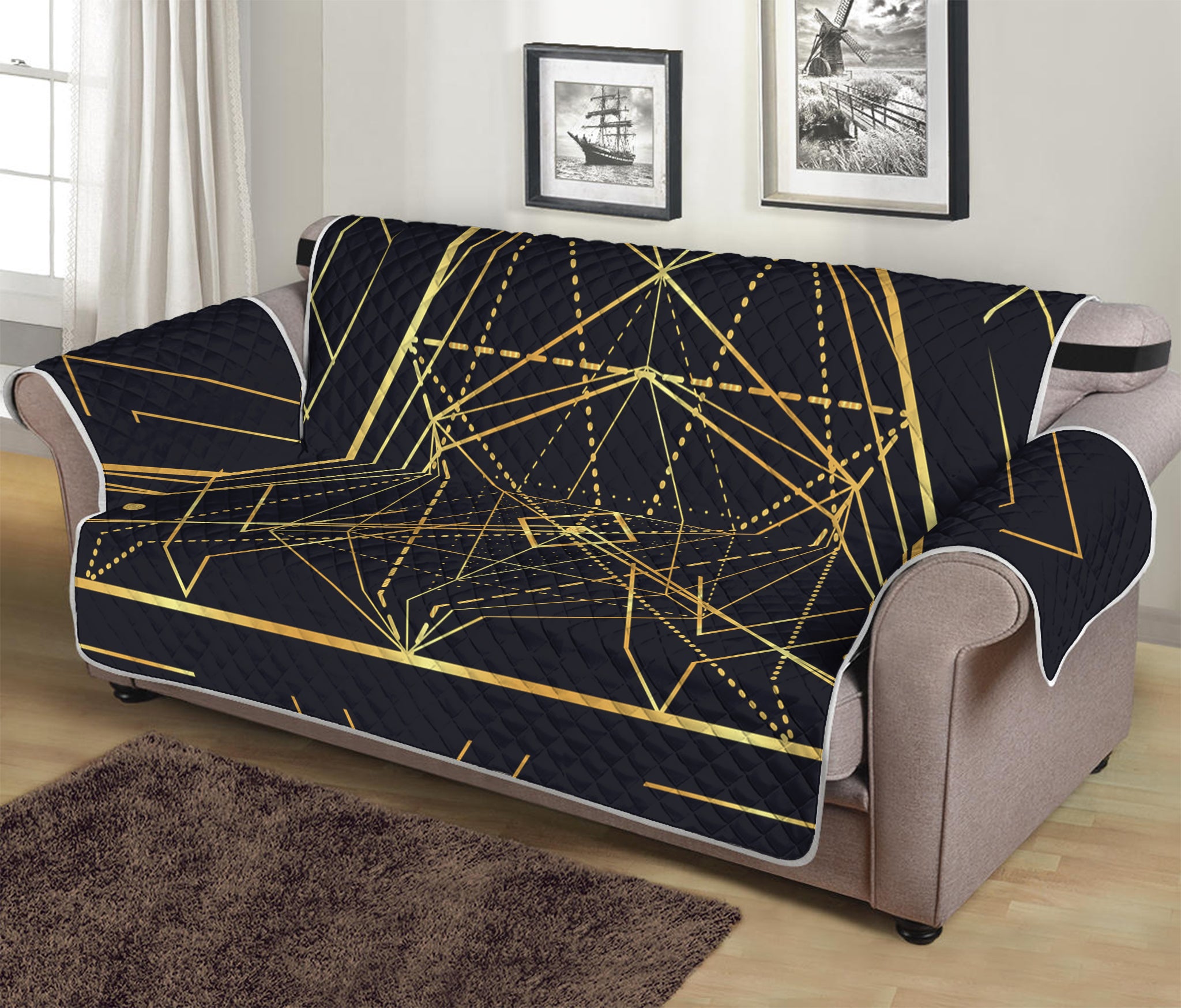 Geometric Pyramid Print Sofa Protector