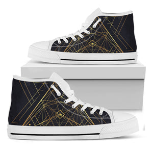 Geometric Pyramid Print White High Top Shoes