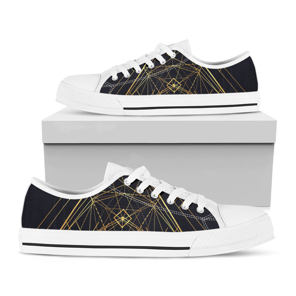 Geometric Pyramid Print White Low Top Shoes