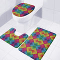 Geometric Rainbow Pattern Print 3 Piece Bath Mat Set