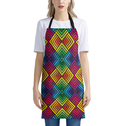 Geometric Rainbow Pattern Print Apron