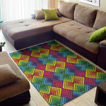 Geometric Rainbow Pattern Print Area Rug