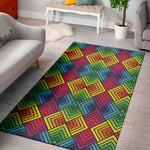Geometric Rainbow Pattern Print Area Rug