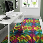 Geometric Rainbow Pattern Print Area Rug