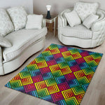 Geometric Rainbow Pattern Print Area Rug