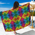 Geometric Rainbow Pattern Print Beach Sarong Wrap