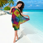 Geometric Rainbow Pattern Print Beach Sarong Wrap