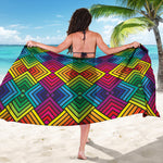 Geometric Rainbow Pattern Print Beach Sarong Wrap