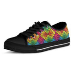 Geometric Rainbow Pattern Print Black Low Top Shoes