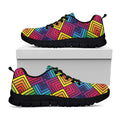 Geometric Rainbow Pattern Print Black Running Shoes