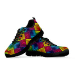 Geometric Rainbow Pattern Print Black Sneakers