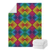 Geometric Rainbow Pattern Print Blanket