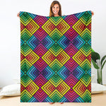 Geometric Rainbow Pattern Print Blanket
